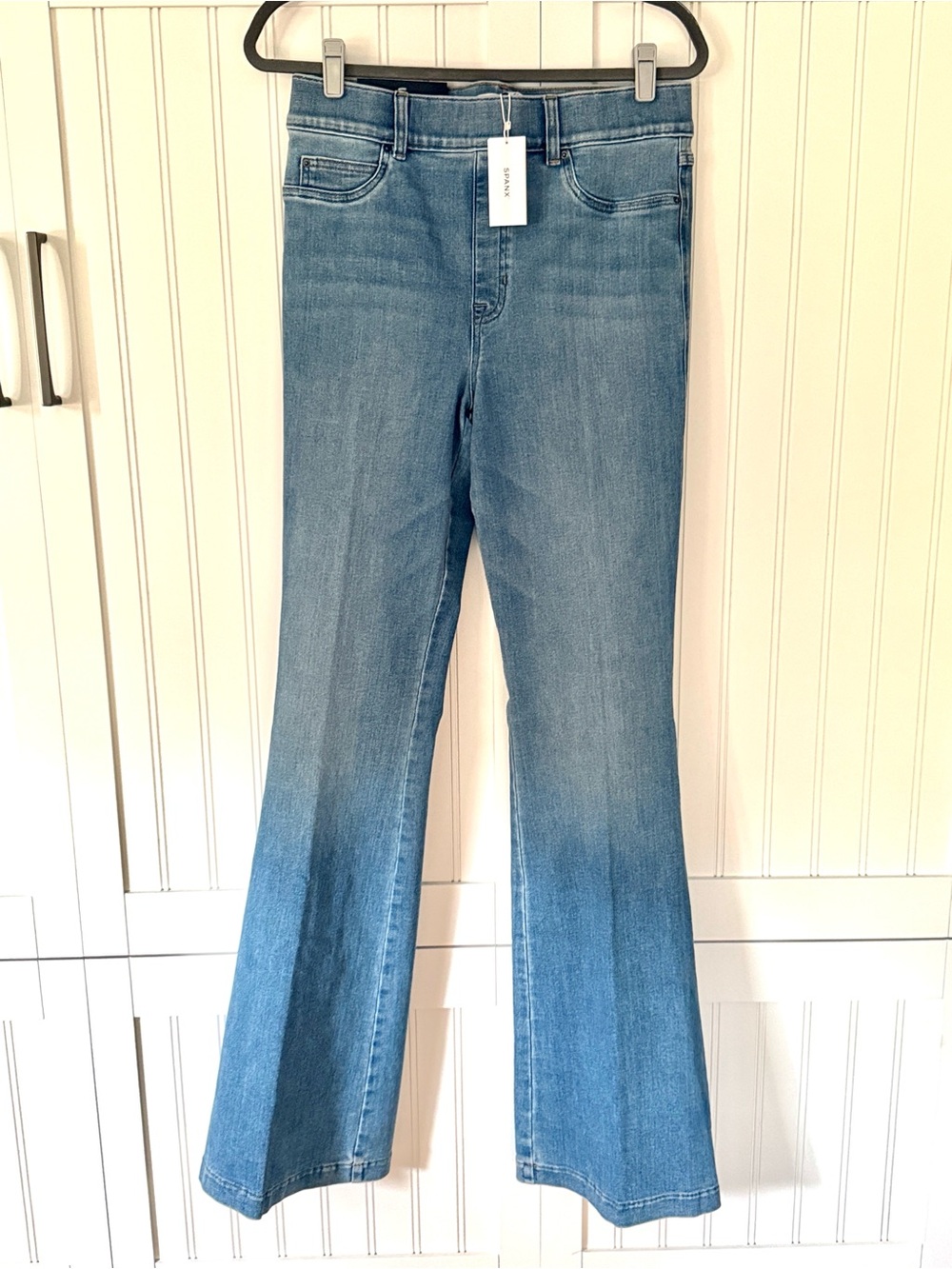 Spanx Flare Denim Stonewashed Blue Jeans Size Large Tall LT